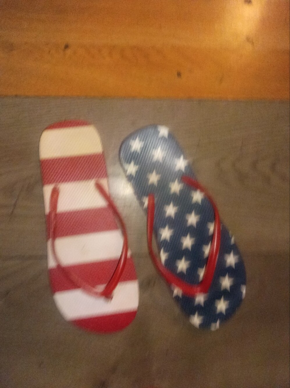 Adult Red, White & Blue Star-Striped Flip Flops
